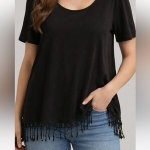 NWT AGB black flareknit top in Large.